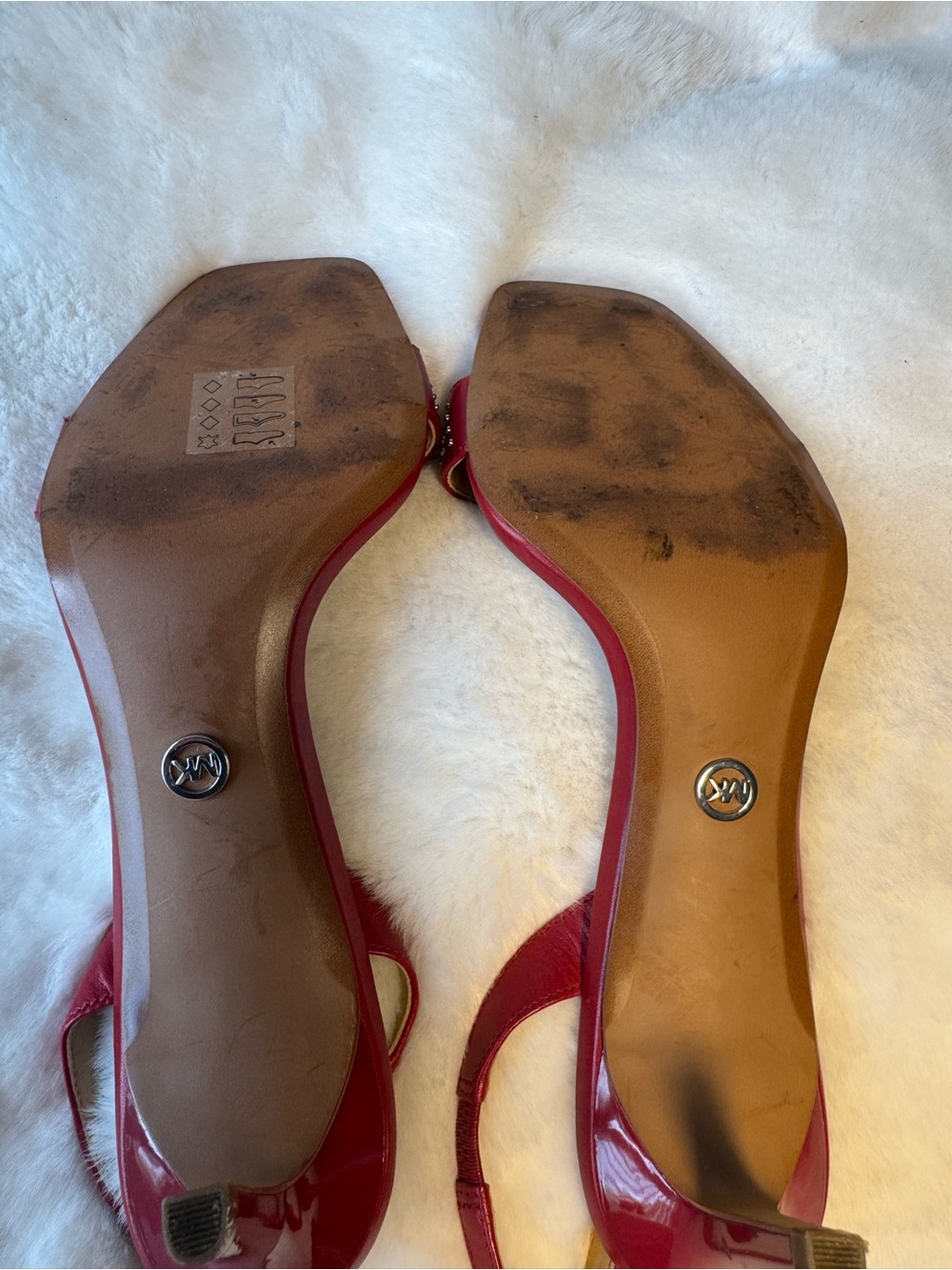 MICHAEL Michael Kors Mika Scarlet Red Studded Slingback Sandals Size 8.5 - Picture 7 of 8